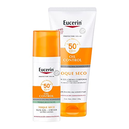 Kit Eucerin Eucerin Sun Toque Seco Fps 50+ 200ml + Protector solar facial efecto mate toque seco Oil Control, 50 ml