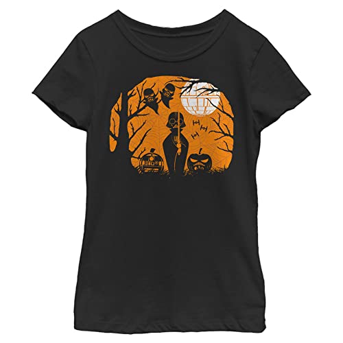 STAR WARS Halloween Darth Vader Death Star Silhouette Girls Standard T-Shirt, Bl