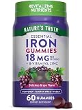 Nature's Truth Iron Gummies | 60 Count | Vegan, Non-GMO & Gluten Free Supplement | with Zinc & B Vitamins | Grape Flavor