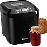 Clatronic Brotbackautomat BBA 3774, 12 Backprogramme, 3 Liter Fassungsvermögen für bis zu 1500 g Brote, Timer bis zu 13 Stunden, LCD-Display, schwarz