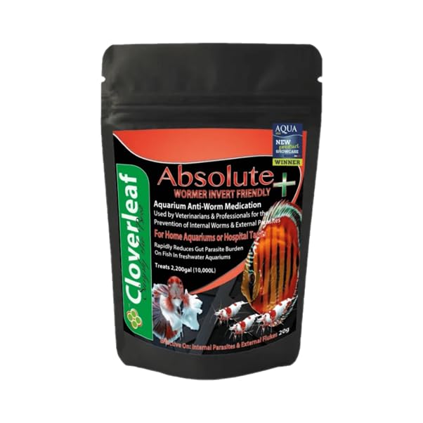 Cloverleaf Absolute+ Wormer Invert Friendly Aquarium anti-worm medication 20g