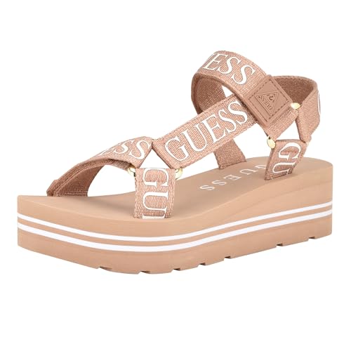 GUESS Avin Sandalias de cuña para mujer, Oro Rosa, 7 US