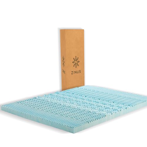 ZINUS Sobrecolchón Matrimonial de Memory Foam Firme y Refrescante Que Libera Puntos de Presión y Ayuda a Conciliar el Sueño | Garantía de 5 años