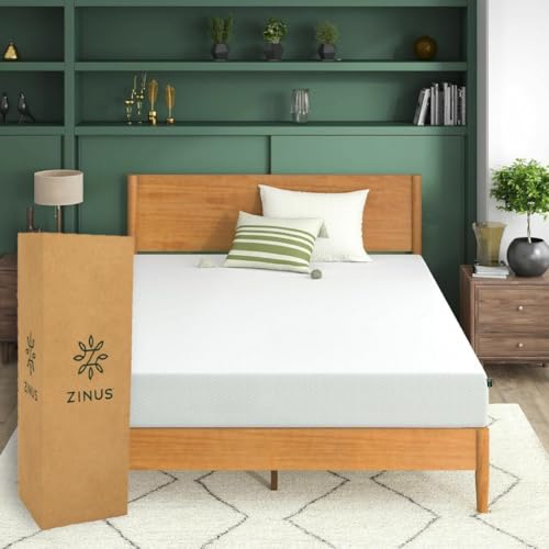 Zinus Green Tea Essential | Colchón Matrimonial Firme de Memory Foam con Esencia de Té Verde Que Libera Puntos de presión y Ayuda a Conciliar el Sueño