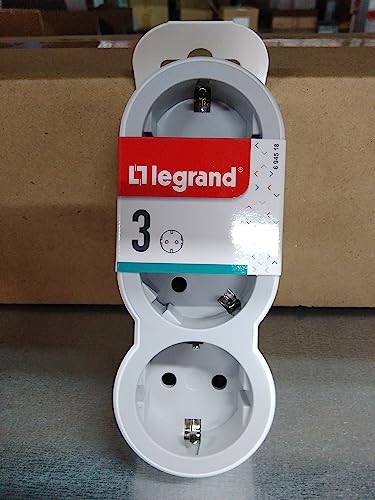 LEGRAND Adaptadores 3 Tomas de Enchufes de Corriente Frontales 2P+T Horizontal, 