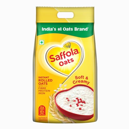 Saffola Oats | 2kg | Instant Rolled |Soft & Creamy |Power of Protein, Iron & Fibre | Nutritious grain