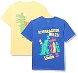 The Children's PlaceThe Children's Place Boys Short Sleeve Graphic T- Shirt 2-PackKindergarten Rules!/Dino BackpackMedium (7/8)