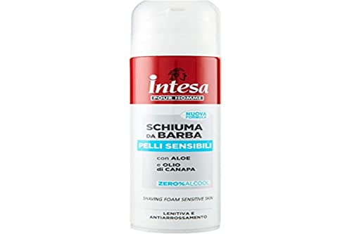 INTESA POUR HOMME | Schiuma da Barba, Pelli Sensibili, con Aloe e Olio di Canapa, 300 ml