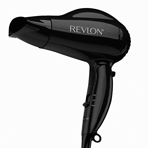 Revlon Secadora de Viaje Compacta Plegable con Tecnología Iónica, Mango Plegable, 2 Temperaturas, 2 Velocidades, Voltaje Doble, Negro