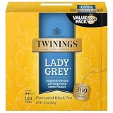 Twinings Lady Grey Black Tea Individually Wrapped Bags, 100 Count (Pack of 1), Orange Peel & Lemon Peel, Fresh and Uplifting, Caffeinated, Enjoy Hot or Iced, 100 Teabags