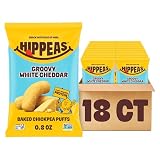 HIPPEAS Chickpea Puffs, Groovy White Cheddar, Gluten Free Snacks, Dairy Free, Vegan, 0.8oz, Pack of 18, 3g Protein, 2g Fiber, Crunchy, Nutritious, Baked Plant Protein Snack, Non-GMO, Kosher