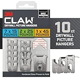 3M CLAW 45 lb. Drywall Picture Hangers Variety Pack with Spot Markers, Gray, Heavyweight Hanging Solution, 10 Wall Hangers, 10 Spot Markers