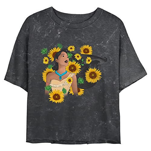 Disney Floral Princess Women's Mineral Wash Short Sleeve Cro