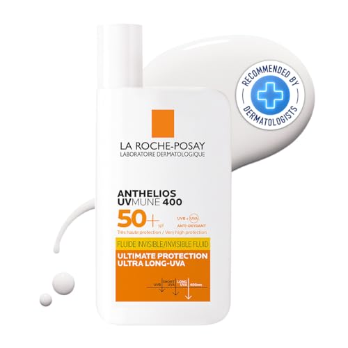 La Roche-Posay Anthelios UVMune 400 Fluido Invisible FPS 50+, Protector Solar, con Mexoryl 400, para Todo Tipo de Piel, Textura Ligera, Apto para Uso Diario, 50 ml
