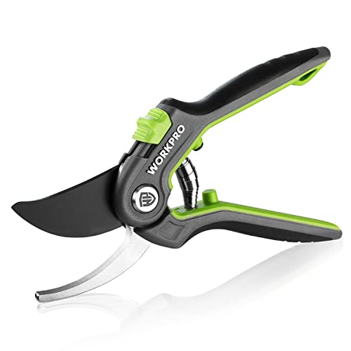 Garden pruning shears bypass blade spring return mechanism