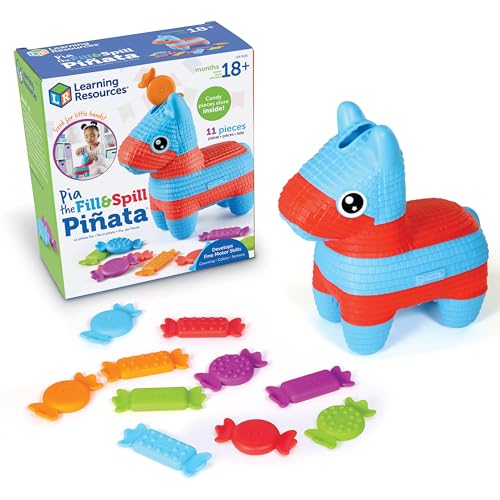 Learning Resources Pia The Fill & Spill Piñata, Juguete para Niños Pequeños, Juguetes Educativos, Habilidades de Motricidad Fina, 11 Piezas, 18 Meses