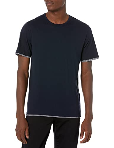 Vince Dbl Layer Stripe S/S Camisa, Raya Costera/Costera, X-Small para Hombre