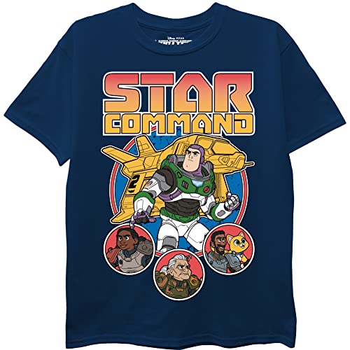 Disney Lightyear Star Command Short Sleeve tee Camiseta, Azul Marino, 10-12 para