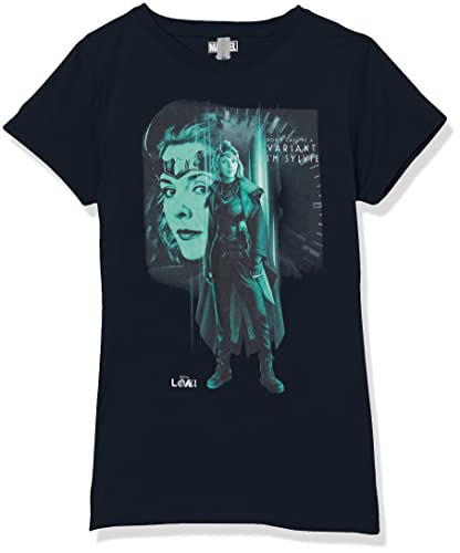 Marvel Girl's Verify Through Deletion T-Shirt, Navy, Large