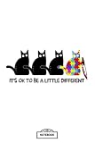 It S Ok To Be A Little Different Autism Awareness Cat N08743 Notebook: Lined College Ruled Paper, Diary, Matte Finish Cover, Planner, Journal, 6x9 120 Pages