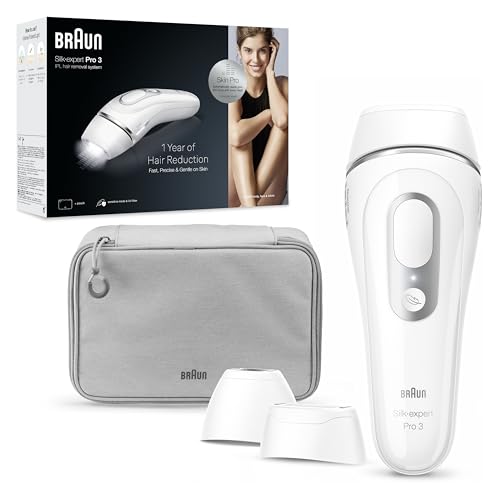 Braun Sistema de depilación permanente IPL para mujeres y hombres, nuevo Silk Expert Pro 3 PL3221, uso de la cabeza a los pies, aprobado por FDA, alternativa a la depilación láser, 3 tapas adicionales