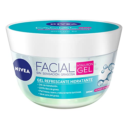 NIVEA Gel Facial Refrescante Cuidado Facial (200 ml) con Ácido Hialurónico Efecto Mate, 24 horas de humectación para un piel fresca, suave y luminosa, ideal para piel grasa