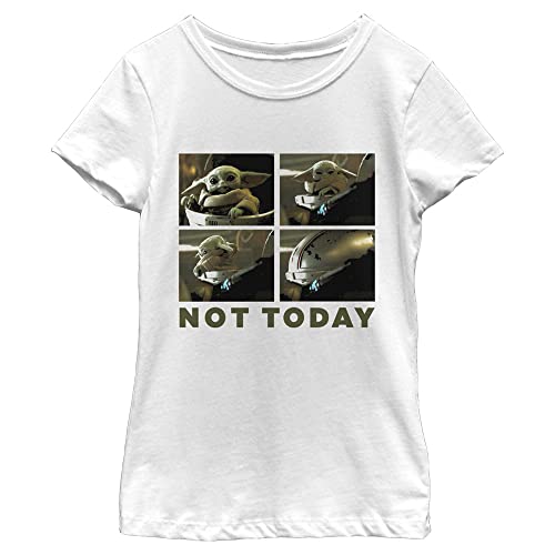 Star Wars Mandalorian Not Today Girls Short Sleeve Tee Shirt, Blanc, Taille XL F