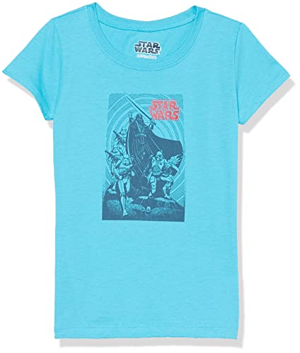 STAR WARS Girls Short Sleeve Tee Shirt, Tahiti Blue, Medium