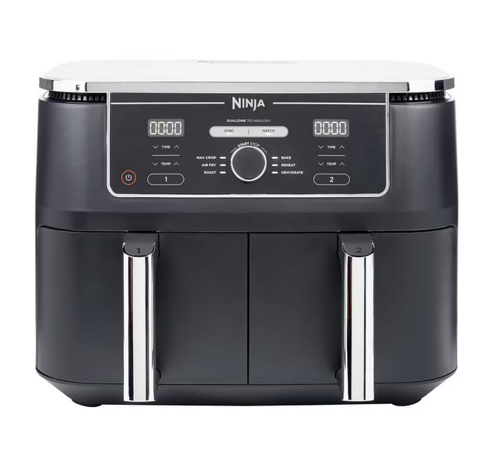 Ninja Foodi MAX Dual Zone Heißluftfritteuse [AF400EUCP] Amazon Exclusive, ‎2470 Watt , 9,5 L, 2 Heißluft-Frittierfächer, 6 Funktionen, 27 x 41.5 x 32.5 cm, Kupfer/Schwarz