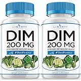Liberty Lifestyle DIM Supplement 200mg - DIM Diindolylmethane Plus BioPerine - Estrogen Balance, Hormone Menopause Relief, Acne Treatment, Vegan - 120 Count