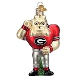 Old World Christmas University of Georgia Hairy Dawg Glass Blown Ornament for Christmas Tree, Handcrafted Holiday Decoration, University Collection