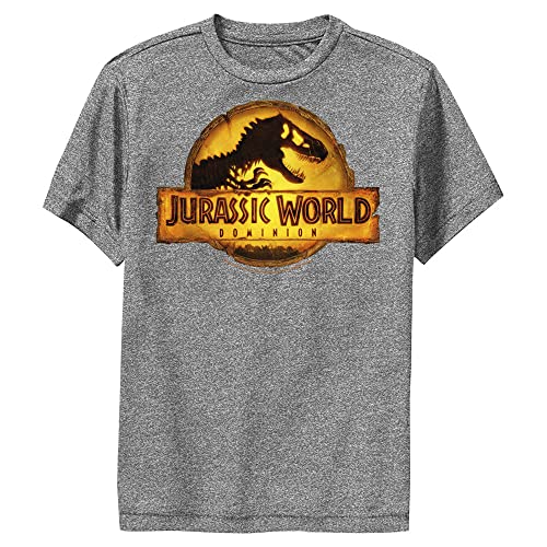 Jurassic World Jw Dominion Logo T-Shirt Camiseta, Gris carbón Jaspeado, X-Large 