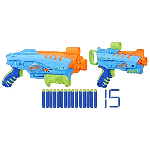 NERF Elite Junior Ultimate Starter Set, 2 lanzadores fáciles de Jugar, 15 Dardos