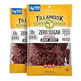 Tillamook Country Smoker Zero Sugar Original Beef Jerky Sticks, 6.5 Oz, Pack of 2, 14g Protein, Real Hardwood Slow-Smoked, High Protein, Low Carb Meat Snacks, Keto-Friendly, 0g Sugar & Total Carbs