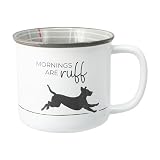 Pavilion - Mornings Are Ruff - 18 oz Coffee Mug Tea Cup Puppy K-9 Dog Lover Gift Rescue Pet Mom Dad Present