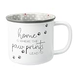 Pavilion Gift Company - Home Is Where The Paw Prints Lead To - 18 oz Coffee Mug Tea Cup Kitten Puppy Feline K-9 Cat Dog Lover Gift Rescue Pet Mom Dad Present