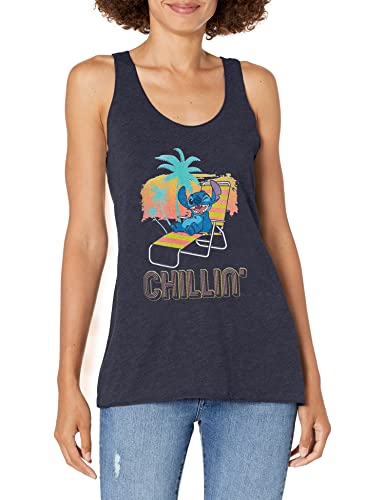 Disney Stitch Chillin Chemise, Bleu Marine chiné, XXL Femme