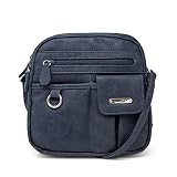 MultiSac Womens North South Mini Zip Around Crossbody Bag, Indigo (Heirloom), One Size