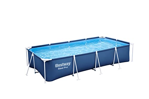 Bestway Steel Pro Alberca Rectangular con Marco de Acero, Azul Marino, 4.00 m x 2.11 m x 81 cm, para Jardín