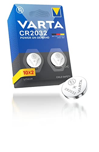 VARTA Pilas de Botón CR2032, paquete de 20, Power on Demand, Lithium, 3V, embala
