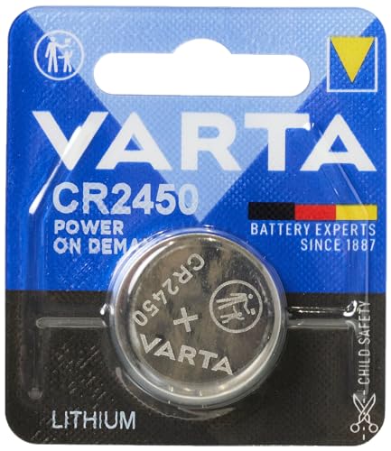 VARTA Pilas de Botón CR2450, paquete de 10, Power on Demand, Lithium, 3V, embala