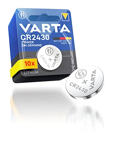 VARTA Pilas de Botón CR2430, paquete de 10, Power on Demand, Lithium, 3V, embala