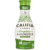 Califia Farms - Organic Unsweetened Almond Milk, 48 Oz, Dairy Free, Keto, Vegan, Plant Based, Organic Milk, Non GMO, Low Calorie, USDA Organic
