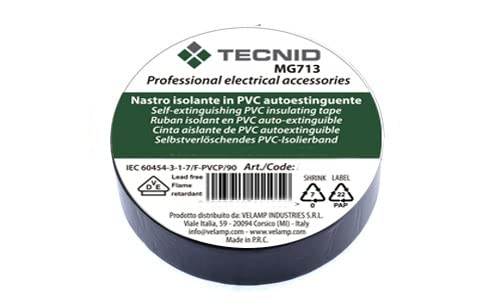 TECNID Nastro Isolante in PVC - 25mm x 25mt - Spessore 0,13mm – Impermeabile e resistente al calore 