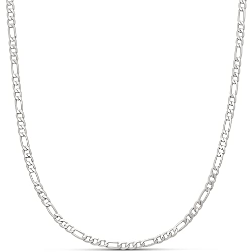 Amazon Essentials - Cadena Figaro chapada en plata de ley de 4 mm, 40,6 cm, plata de ley