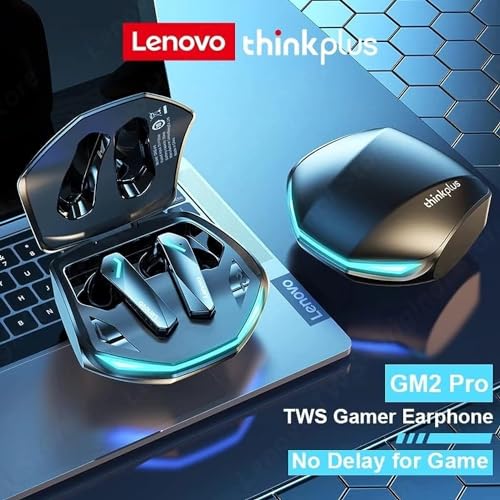 Lenovo Think Plus GM2 Pro - Auriculares Gamer In-Ear Inalámbricos Bluetooth 5.3 Carga rapida con cancelación de Ruido, compatibles con iPhone, Android y Windows, Resistentes al Sudor IPX5 (Negro)