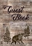 Welcome Guest Book Bear In The Wilderness Design Bird Vacati
