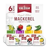King Oscar Skinless & Boneless Mackerel Variety Pack, 4.05-Ounce Cans (Pack of 6), Skinless & Boneless, Wild Caught Canned Mackerel