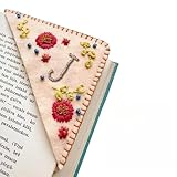 MOTEERLLU Personalized Hand Embroidered Corner Bookmark with A-Z Initial, Cute Book Markers for Reading Women, Book Lovers Gifts for Friends Mom & Teachers, 3.74"(Fall-j)