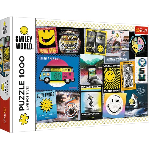 Trefl - Smiley World, Live Positive! - 1000 Puzzle Pieces - Collage, Smile, Happ